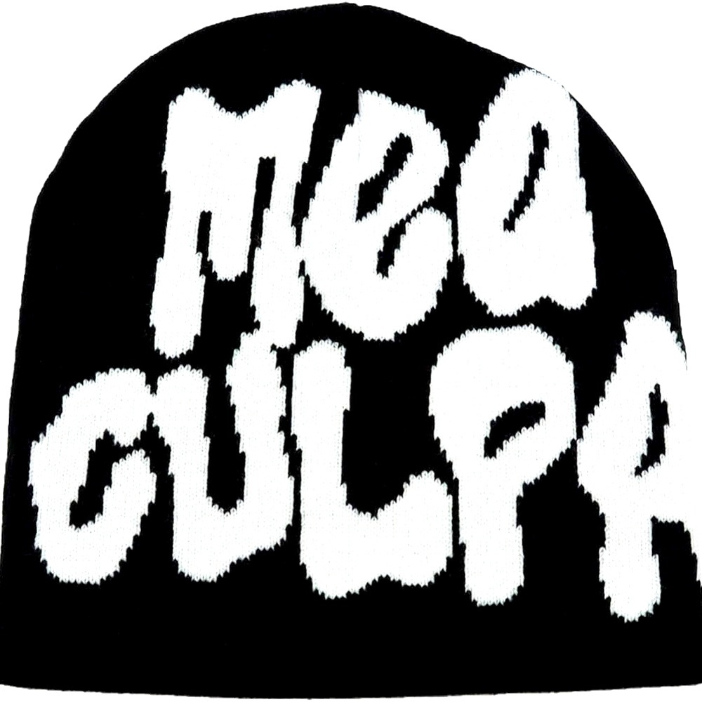 New 2024 Y2K Black MEA CULPA Beanie Black Beanies Soft Hat Skull Cap